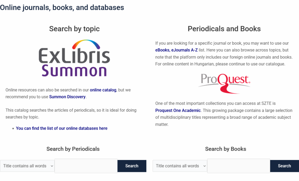 Online resources page